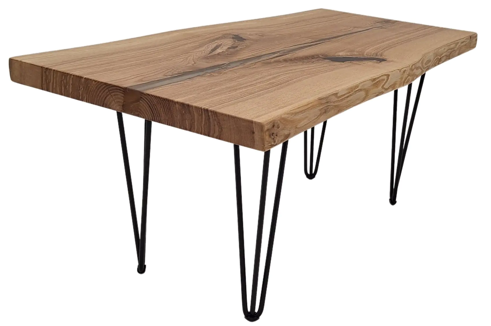 Table basse époxy artisanale en frêne