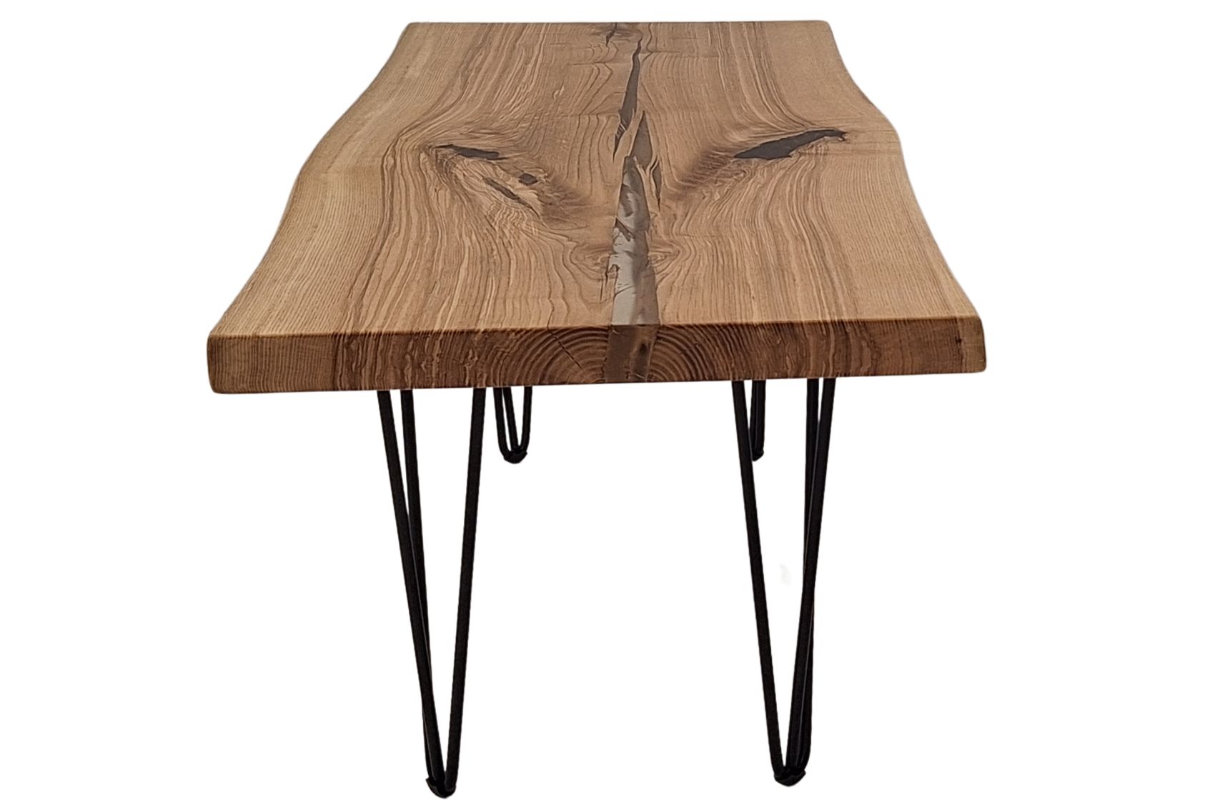 Table basse époxy artisanale en frêne