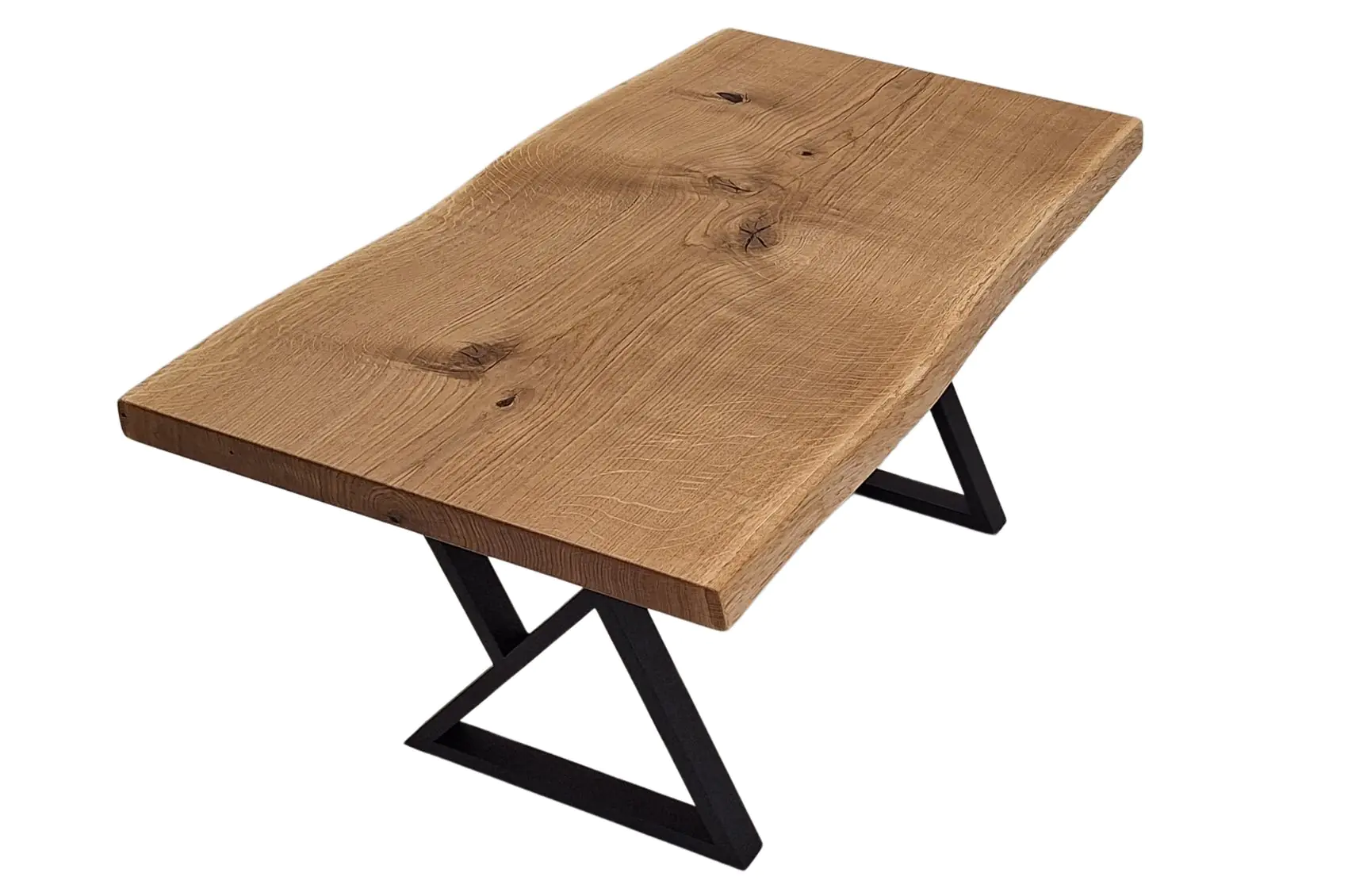 Table basse en bois brut avec bord naturel