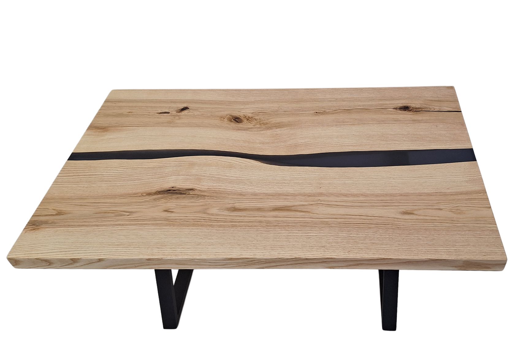 Table basse moderne en frêne et résine noire