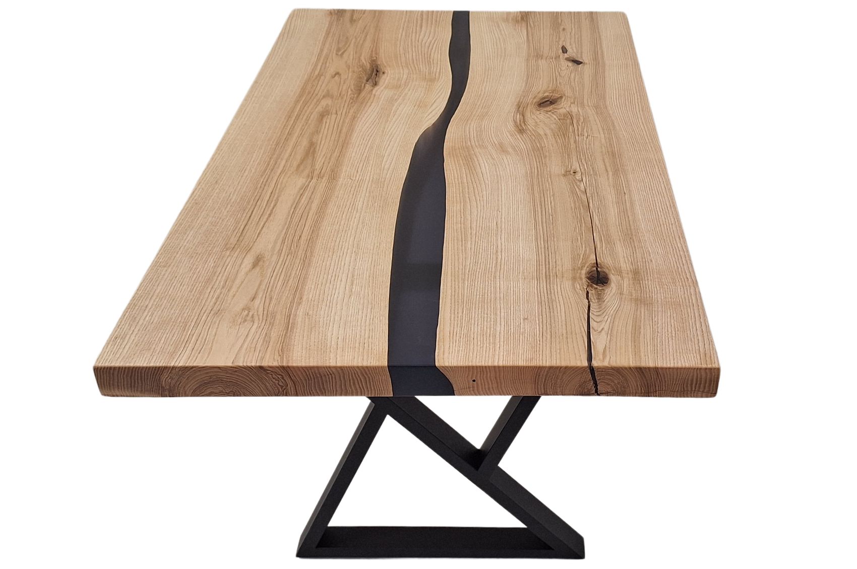 Table basse moderne en frêne et résine noire