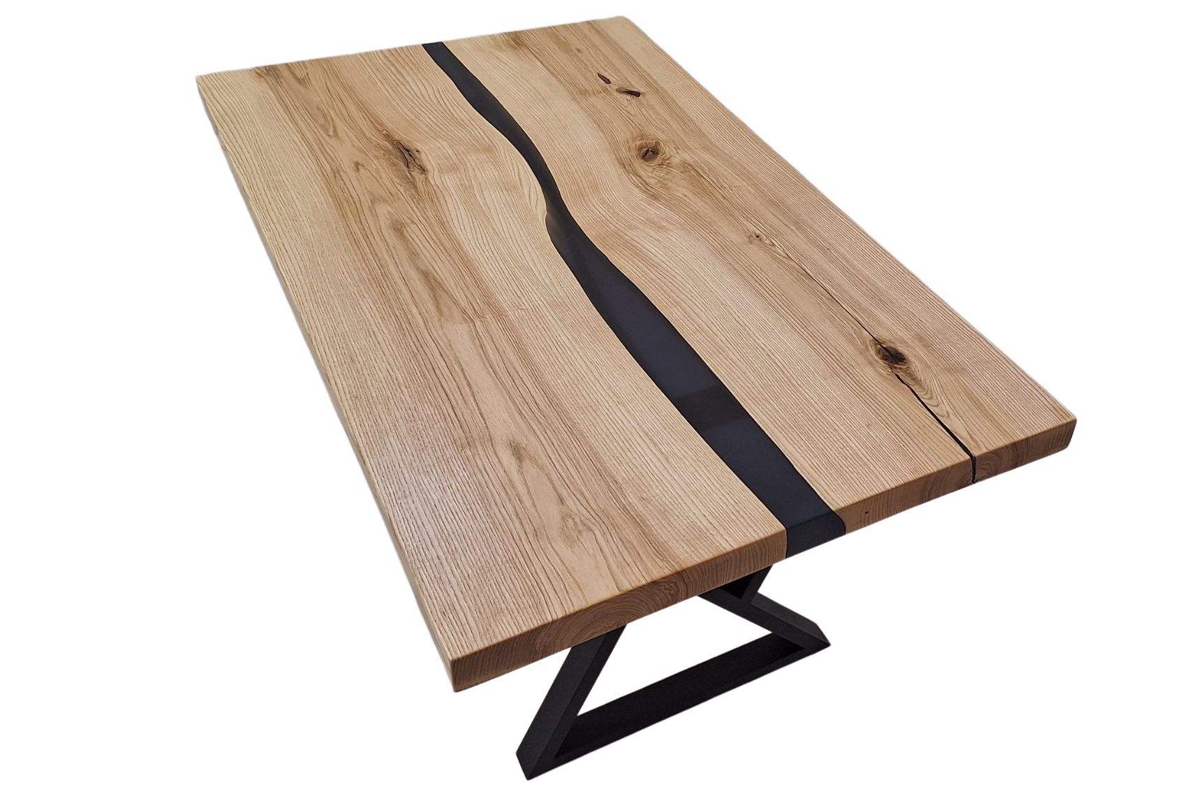 Table basse moderne en frêne et résine noire