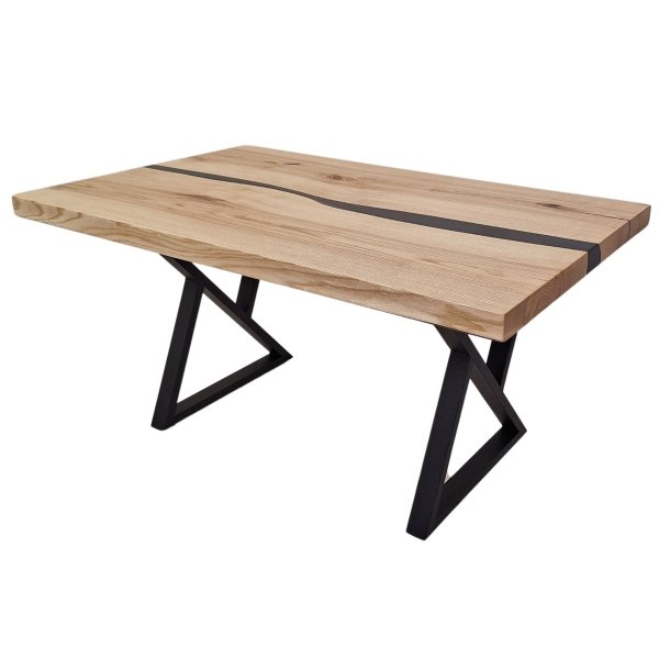 Table basse moderne en frêne et résine noire