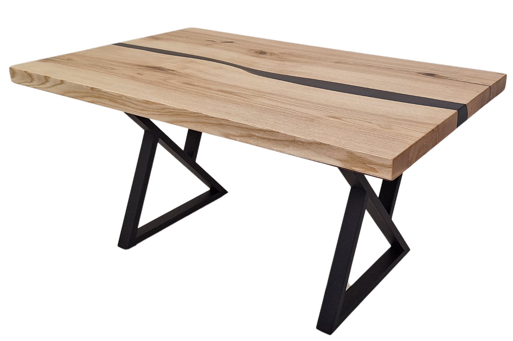 Table basse moderne en frêne et résine noire