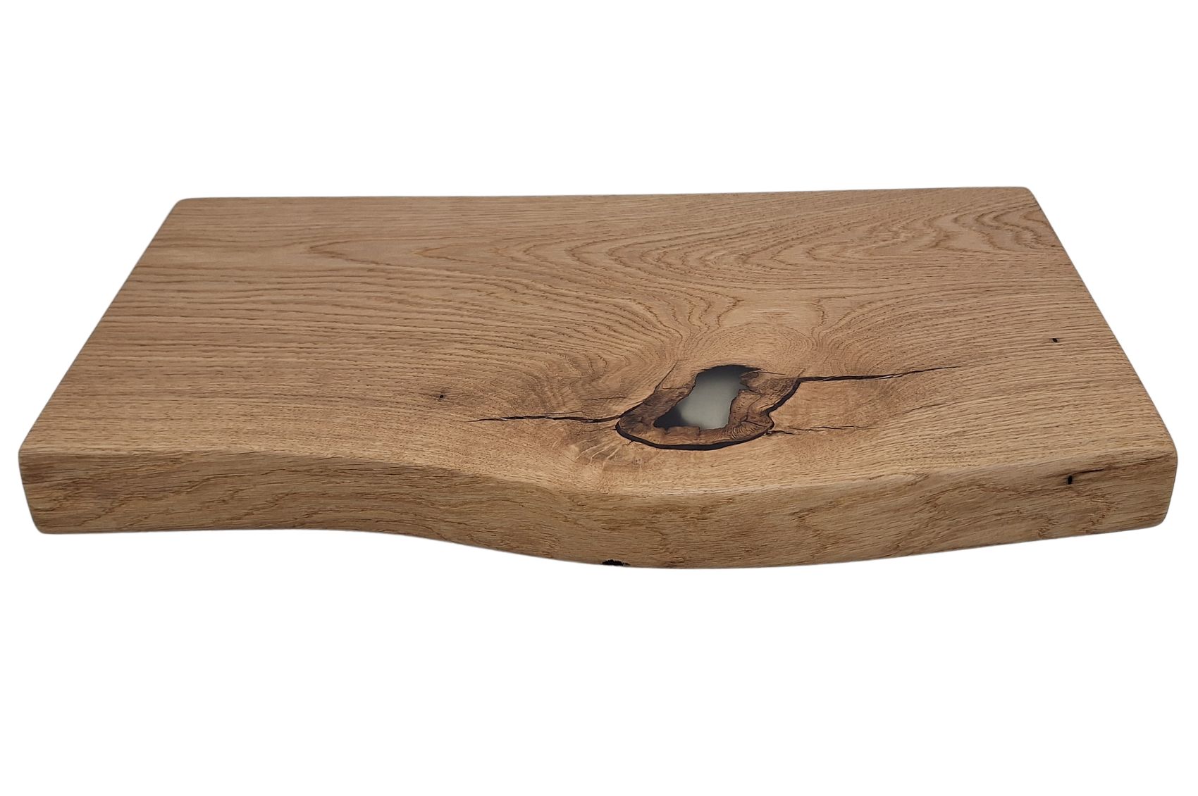 Étagère murale en chêne massif 500 mm – Résine et bord naturel
