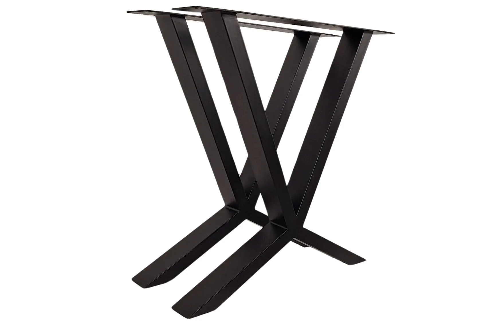 Pieds de table en métal noir en forme de V