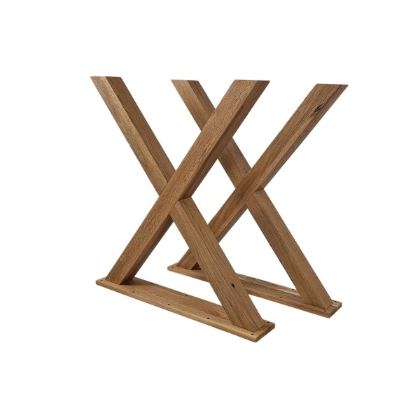 Pieds de table en chêne massif – Forme X élégante