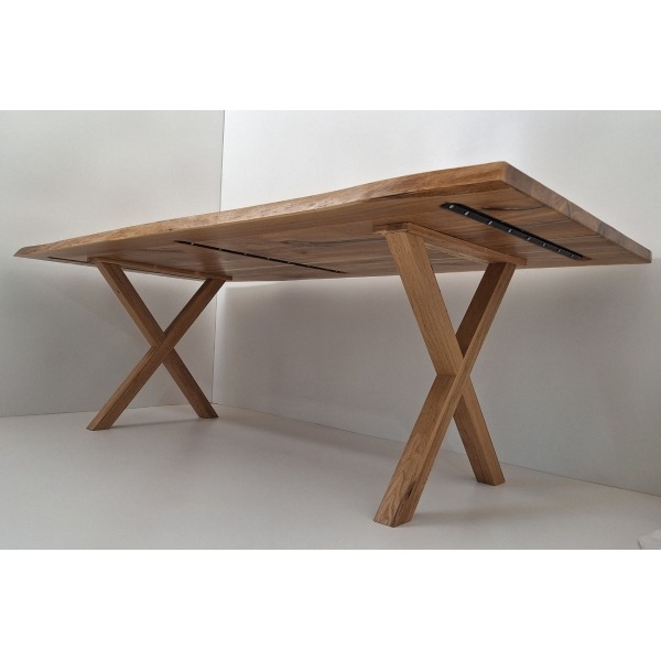 Pieds de table en chêne massif – Forme X élégante