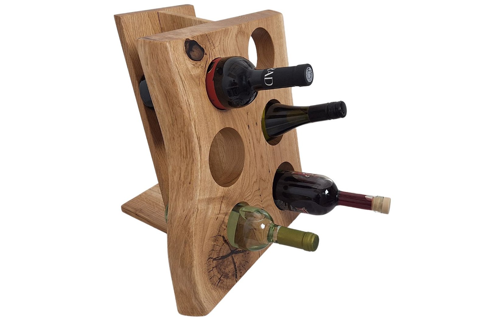 Porte-bouteilles artisanal en bois pour 6 bouteilles – à poser