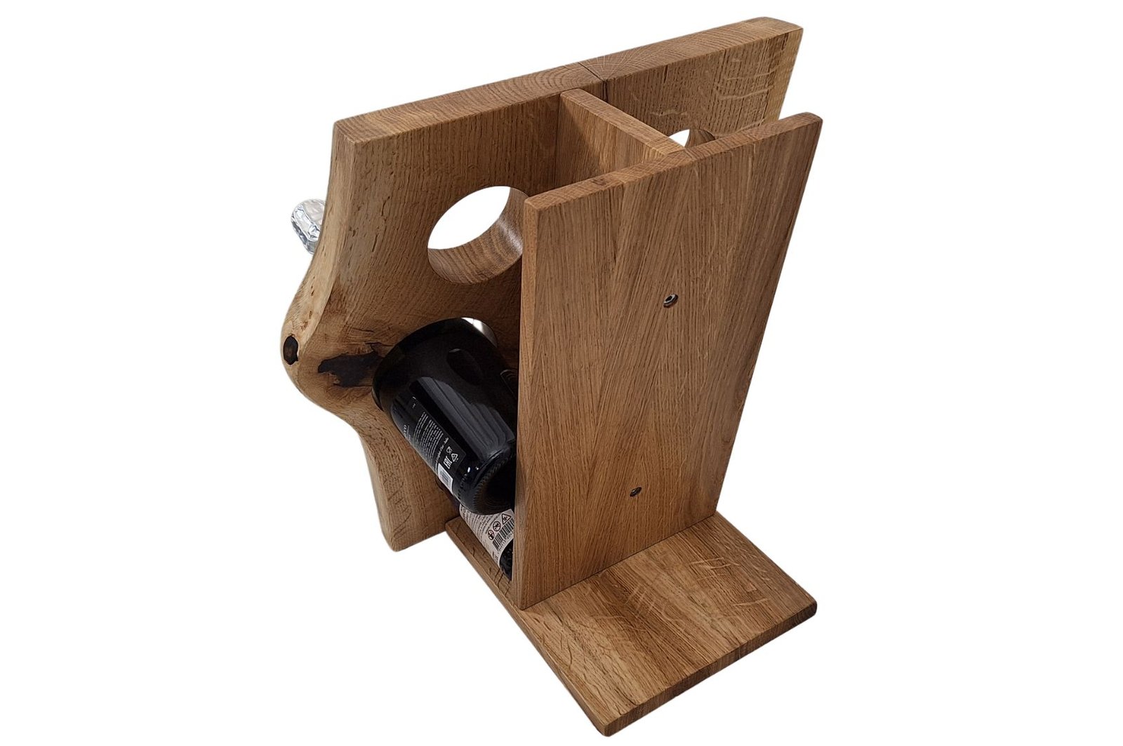 Porte-bouteilles artisanal en bois pour 6 bouteilles – à poser