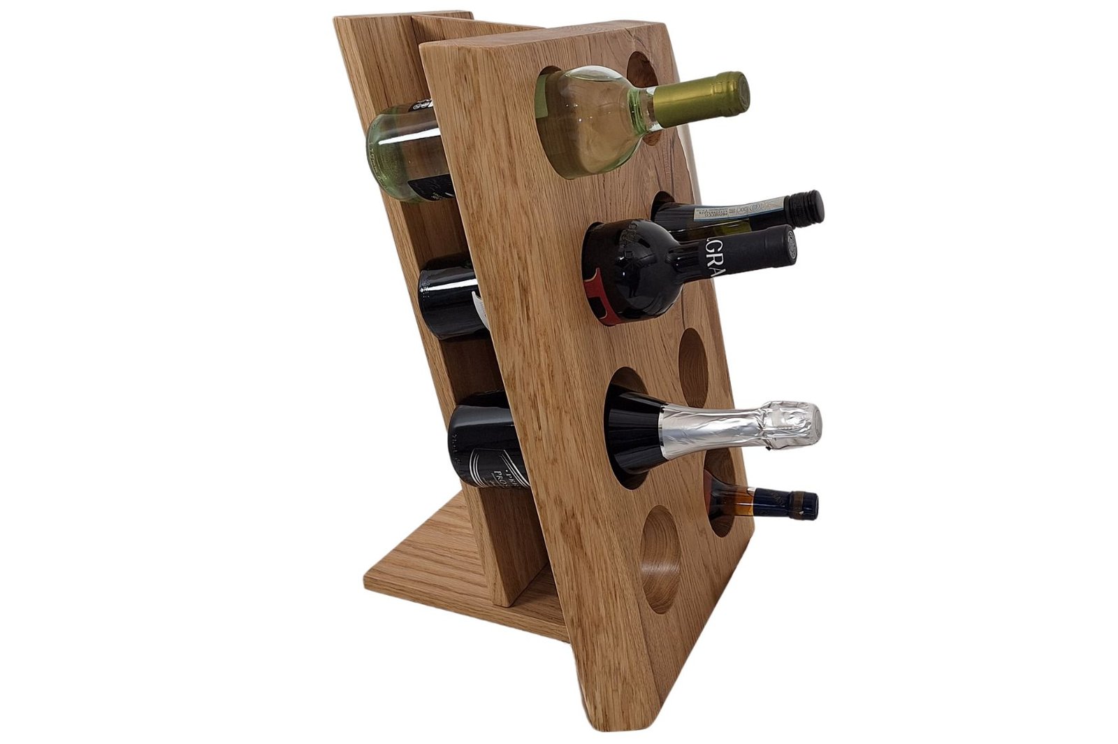 Porte-bouteilles en bois massif pour 8 bouteilles – modèle à poser
